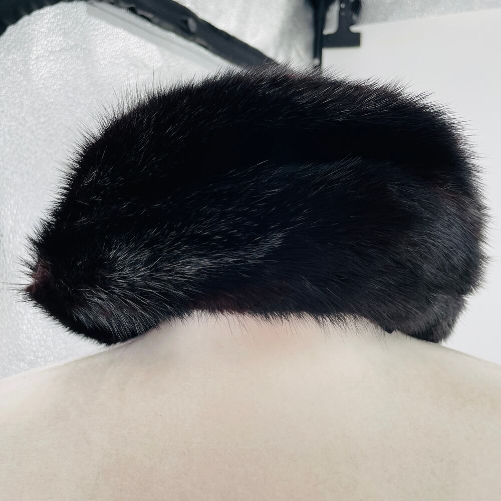 Vintage 60s Marshall Field Black Mink Fur Luxury Sophisticated Retro Beret Hat